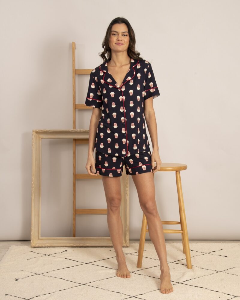 Conjunto Short Clássico - Viscolycra Pipocas - Col. Dany