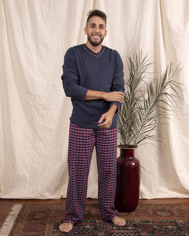 Conjunto Masculino - Flanela Xadrez Azul - Col. Jacobs - Image 2
