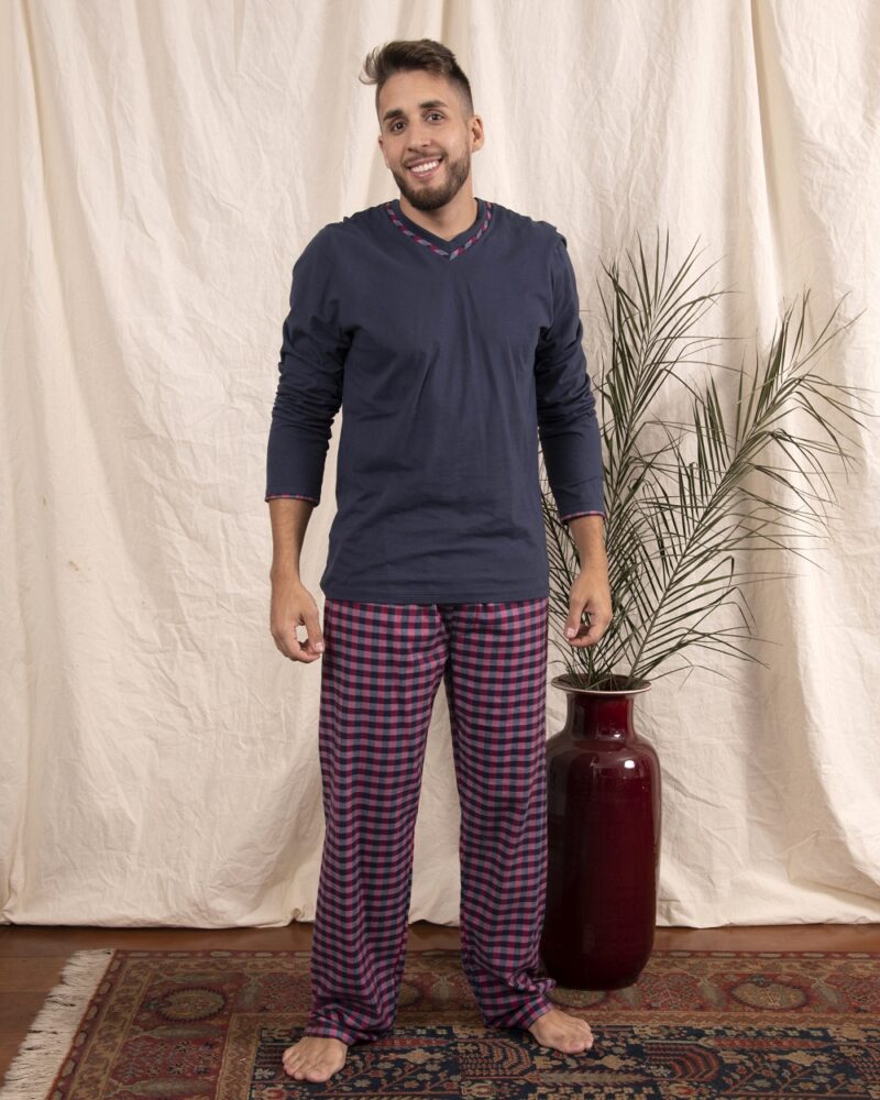 Conjunto Masculino - Flanela Xadrez Azul - Col. Jacobs
