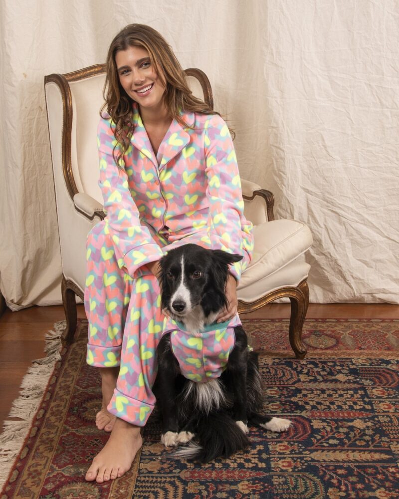 Conjunto Pijama Clássico Manga Longa - Soft Coração Rosa - Col. Chanel - Image 2