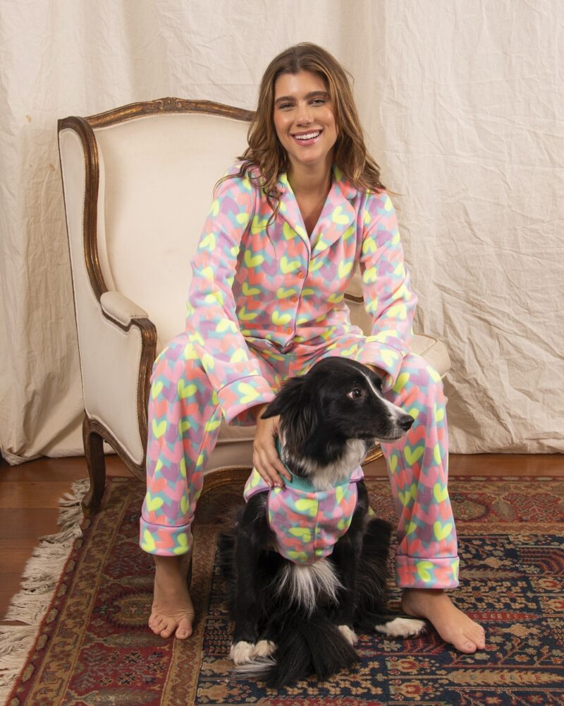 Conjunto Pijama Clássico Manga Longa - Soft Coração Rosa - Col. Chanel - Image 3