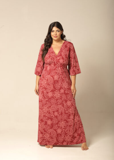 Kaftan Fluity - Floral bordô - Col. Amado