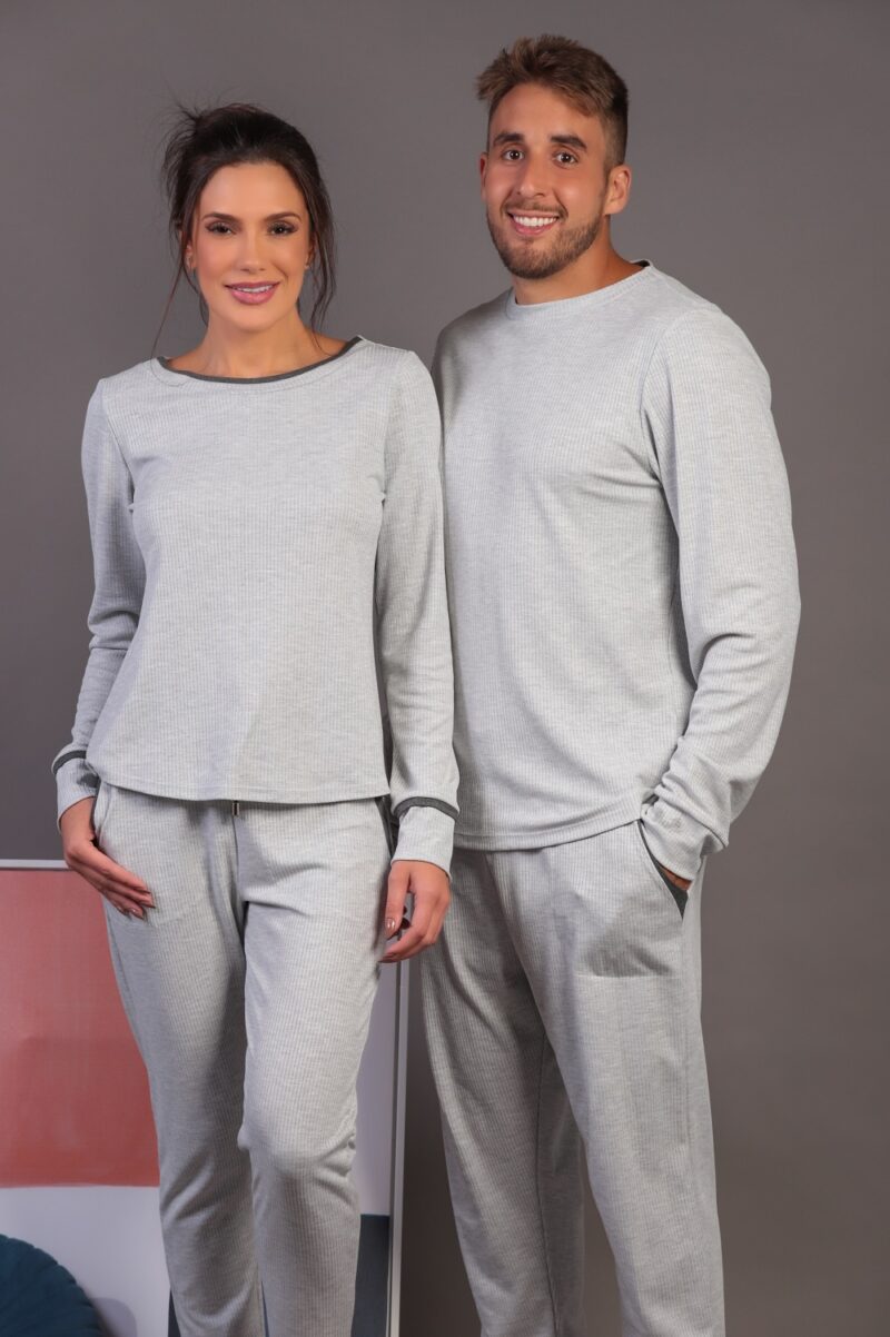 Pijama Masculino Manga Longa - Modal Canelado Mescla - Col. Versus - Image 2