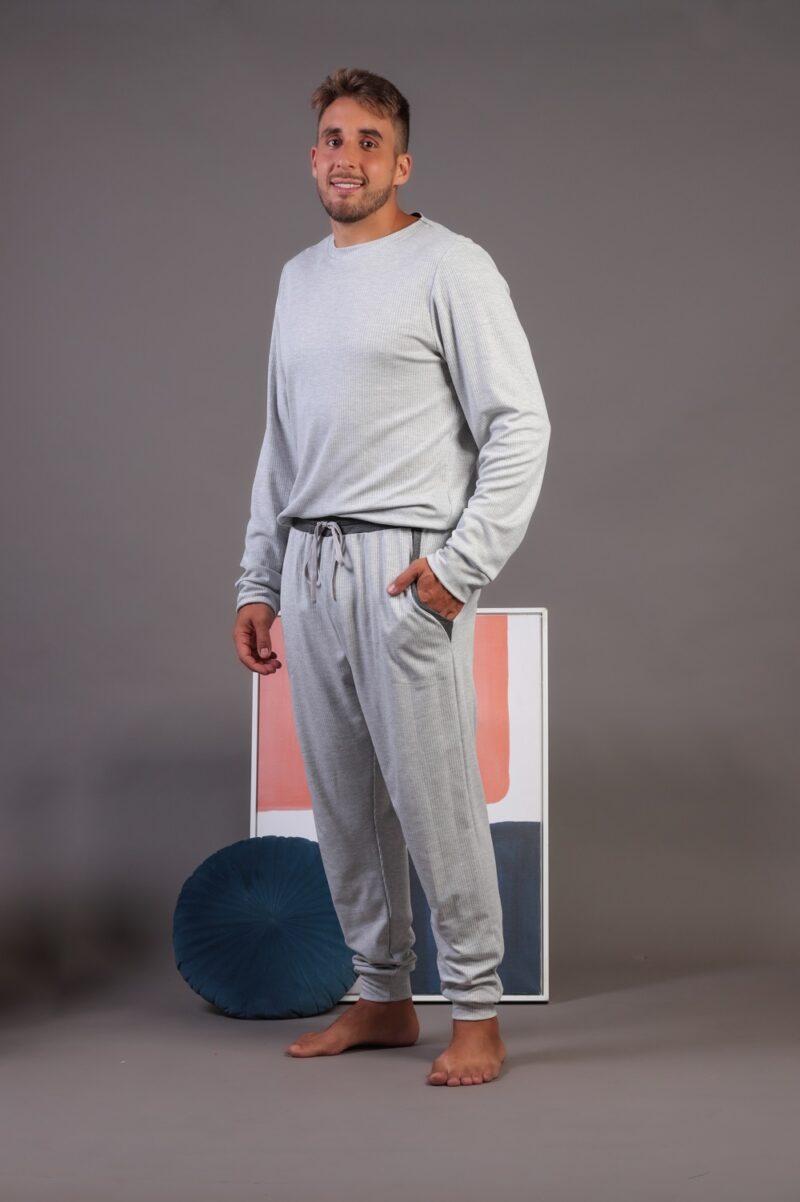Pijama Masculino Manga Longa - Modal Canelado Mescla - Col. Versus - Image 4