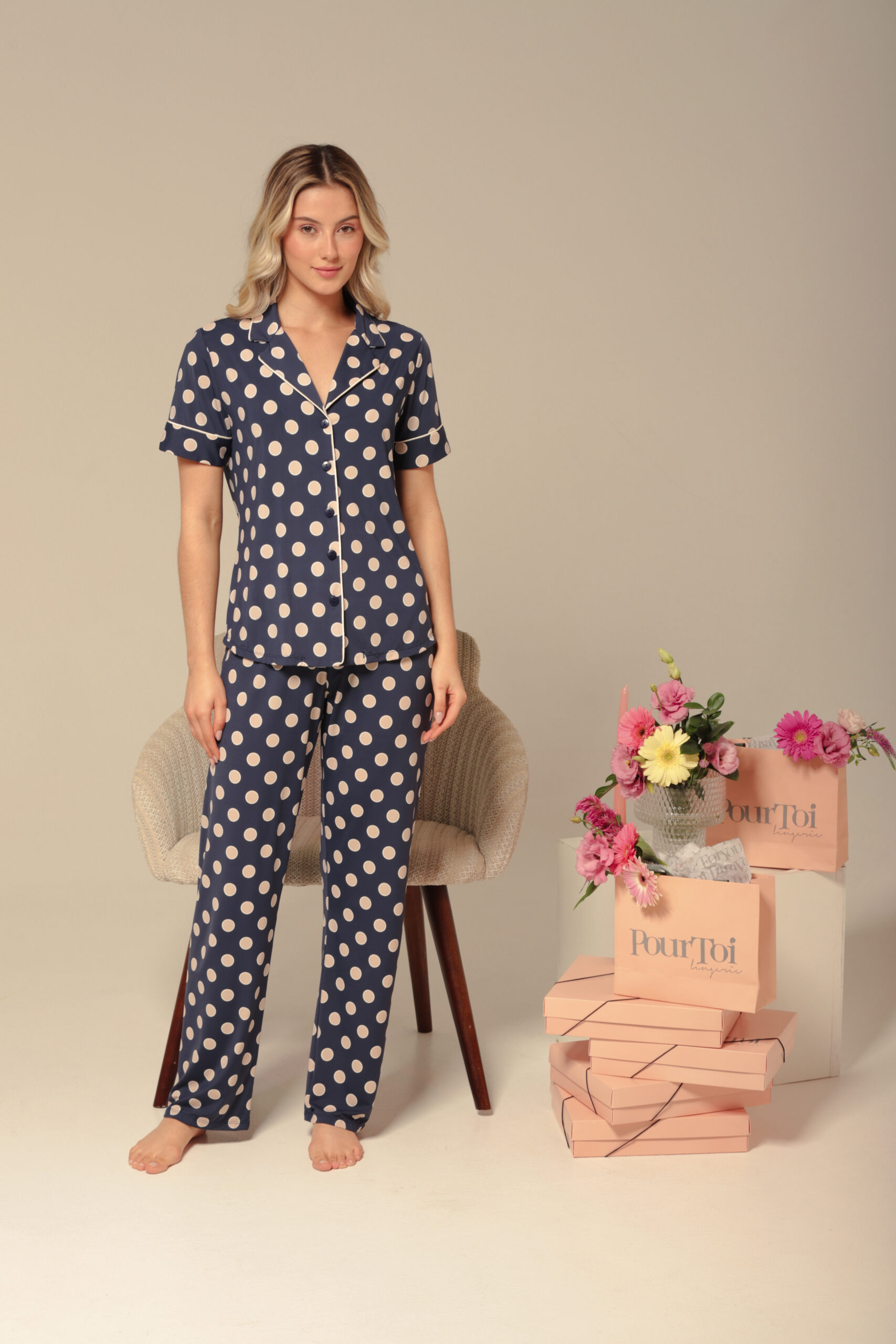 Pijama Masculino YOPUGEE - Conjunto 2 Peças, Manga Curta, Botões, Tamanhos P-3GG