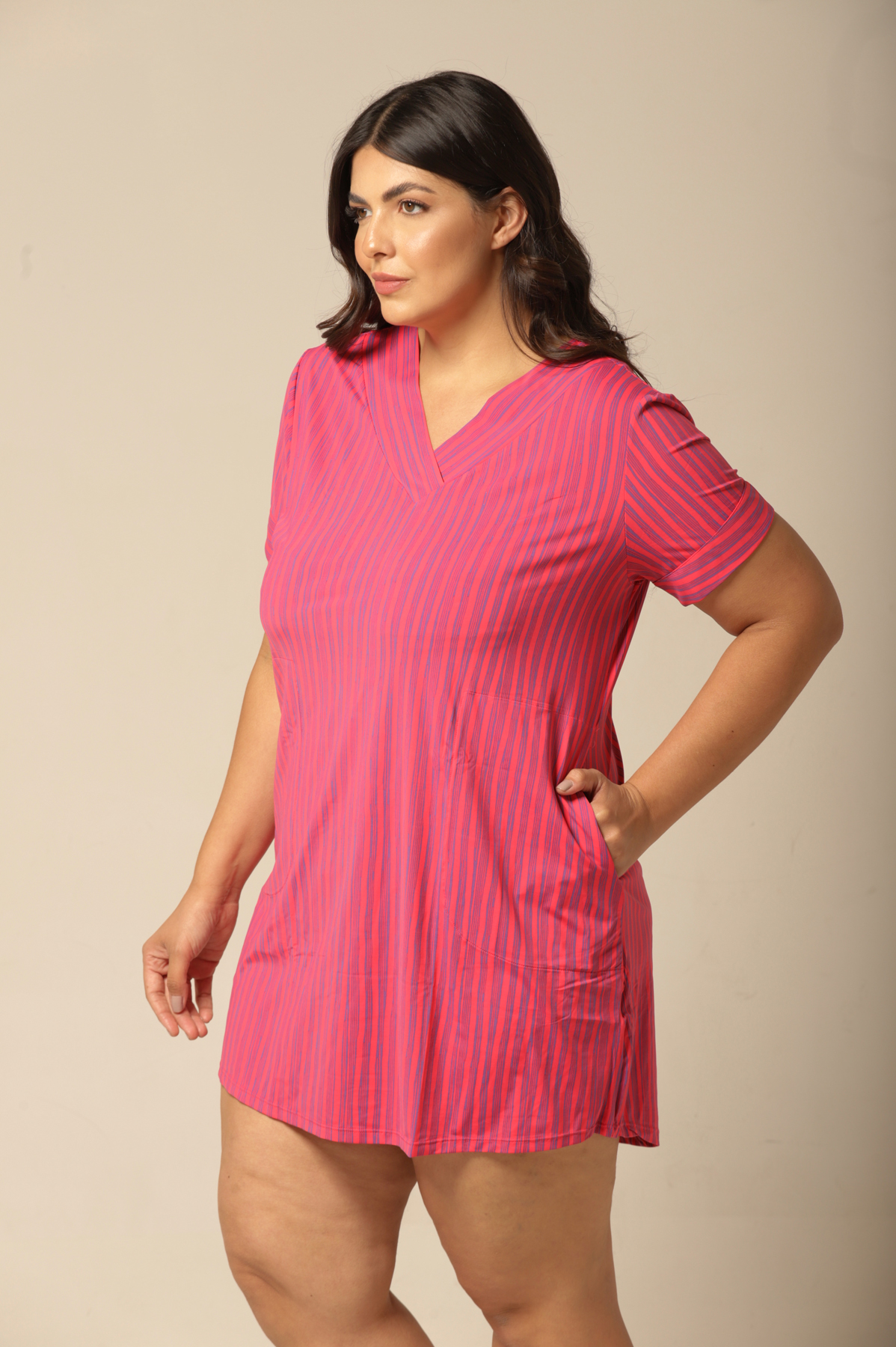 Camisão Manga Curta - Fluity Listras - Col. Afinidade - Imagem 3