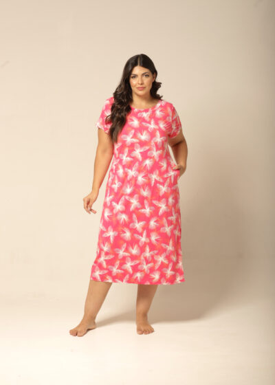 Kaftan Midi Fluity - Borboletas Rosa - Col. Motivação