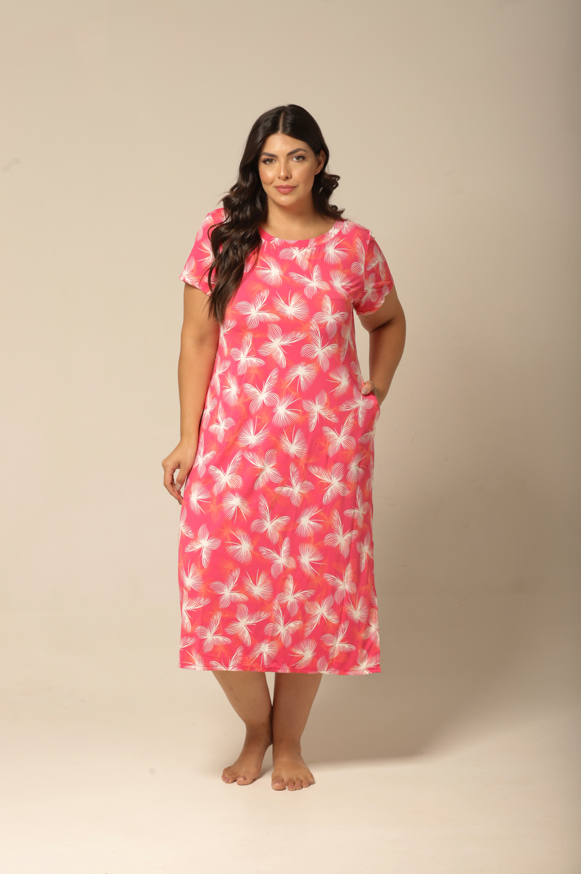 Kaftan Midi Fluity - Borboletas Rosa - Col. Motivação - Imagem 3