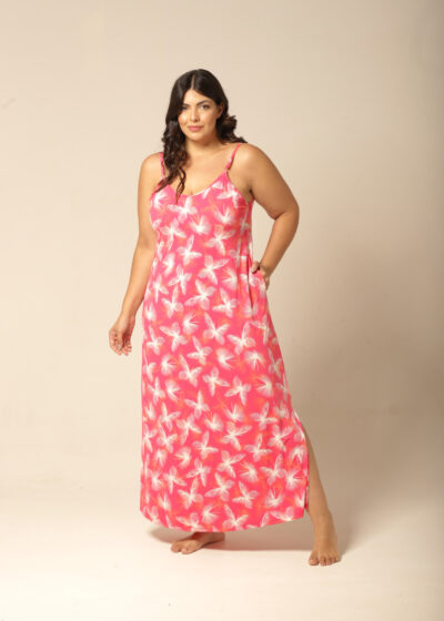 Kaftan Alça Fluity - Borboletas Rosa - Col. Motivação
