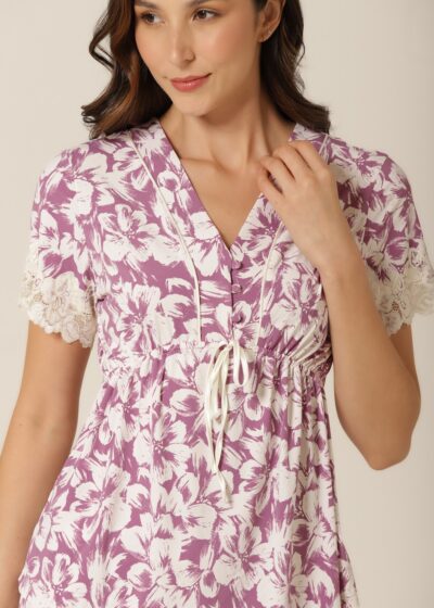 Conjunto Pijama Manga Curta - Fluity Floral Lilás - Col. Flower