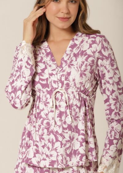 Conjunto Pijama Manga Longa - Fluity Floral Lilás - Col. Flower