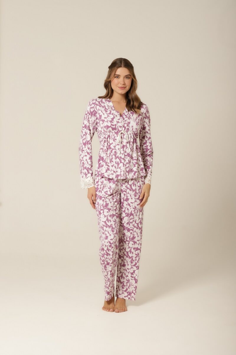 Conjunto Pijama Manga Longa - Fluity Floral Lilás - Col. Flower - Image 2
