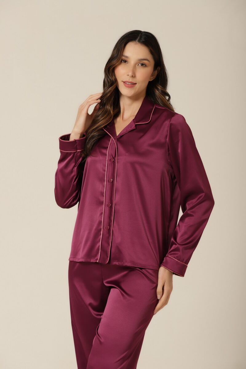 Conjunto Pijama Clássico M. Longa - Cetim Violeta - Col. Chanel - Image 2