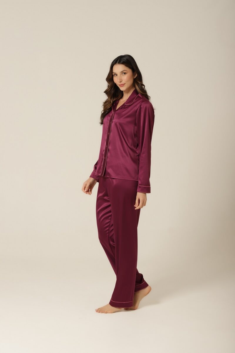 Conjunto Pijama Clássico M. Longa - Cetim Violeta - Col. Chanel - Image 3