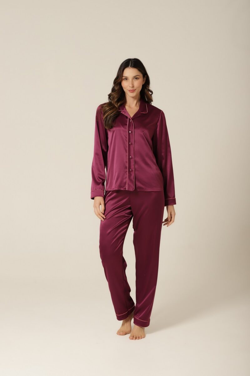Conjunto Pijama Clássico M. Longa - Cetim Violeta - Col. Chanel - Image 5