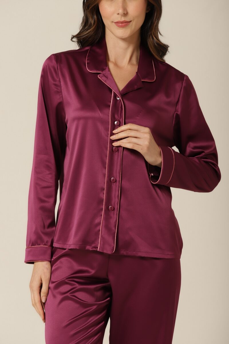 Conjunto Pijama Clássico M. Longa - Cetim Violeta - Col. Chanel - Image 6