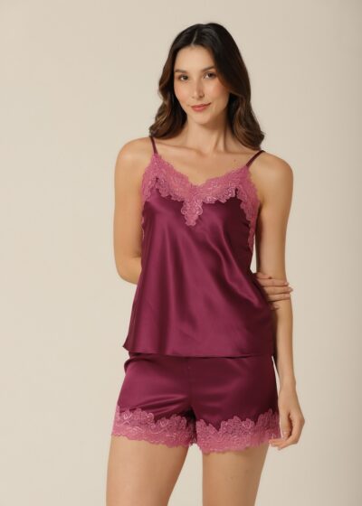 Conjunto Short Doll Alça - Cetim Violeta - Col. Chanel
