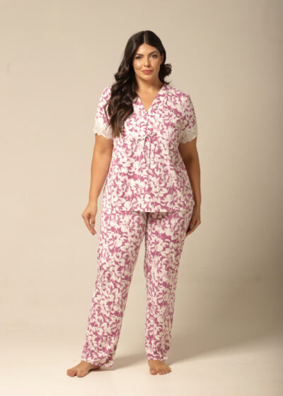 Conjunto Pijama Manga Curta - Fluity Floral Lilás - Col. Flower