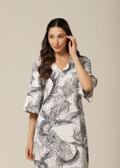 Alternative view of Kaftan Fluity - Branco e Preto - Col. Bleu