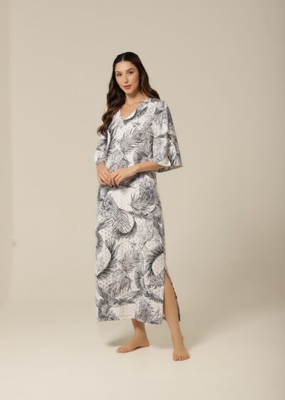 Kaftan Fluity - Branco e Preto - Col. Bleu