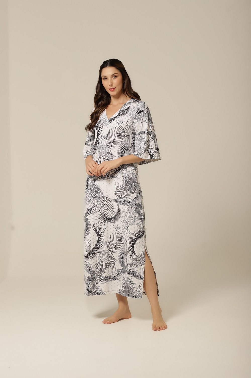 Kaftan Fluity - Branco e Preto - Col. Bleu