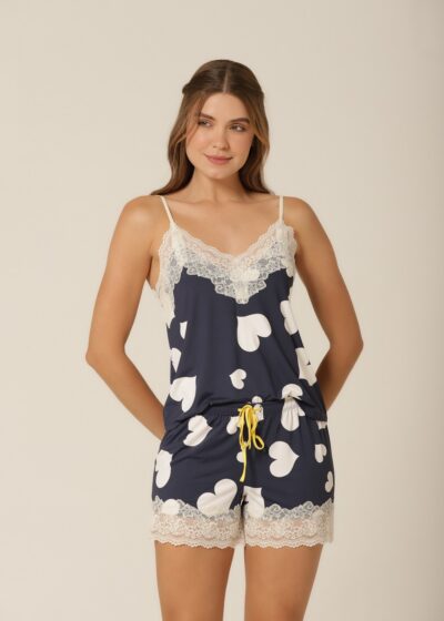 Conjunto Short Doll Alça - Fluity Corações - Col. Good Girl