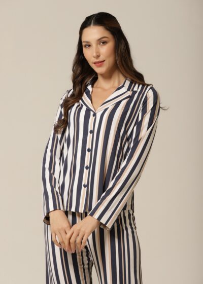 Alternative view of Conjunto Pijama Clássico M.Longa - Fluity Listras - Col.Idôle