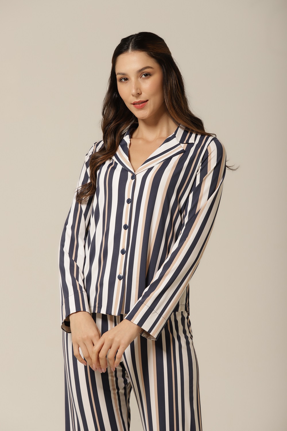 Conjunto Pijama Clássico M.Longa - Fluity Listras - Col.Idôle - Imagem 2