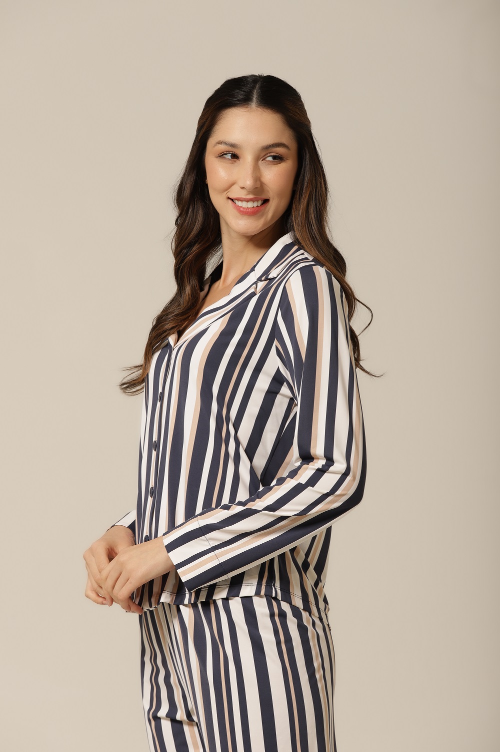 Conjunto Pijama Clássico M.Longa - Fluity Listras - Col.Idôle - Imagem 4