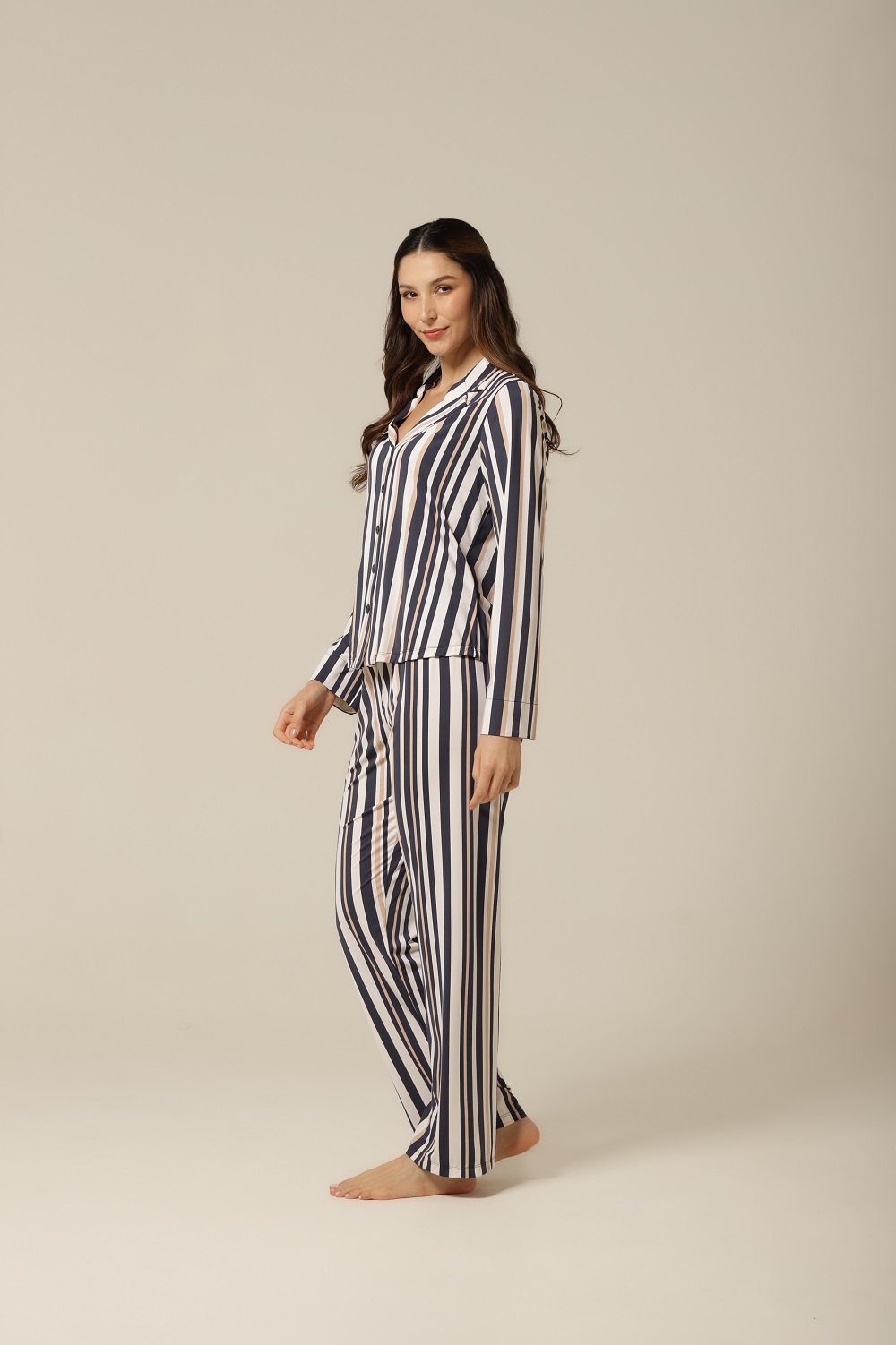 Conjunto Pijama Clássico M.Longa - Fluity Listras - Col.Idôle - Imagem 3