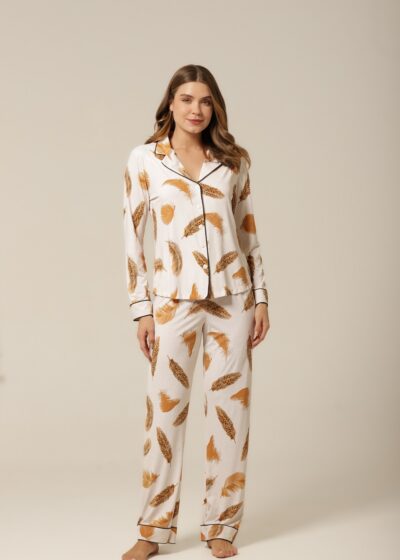 Conjunto Pijama Clássico M.Longa - Fluity Penas - Col. J'Adore