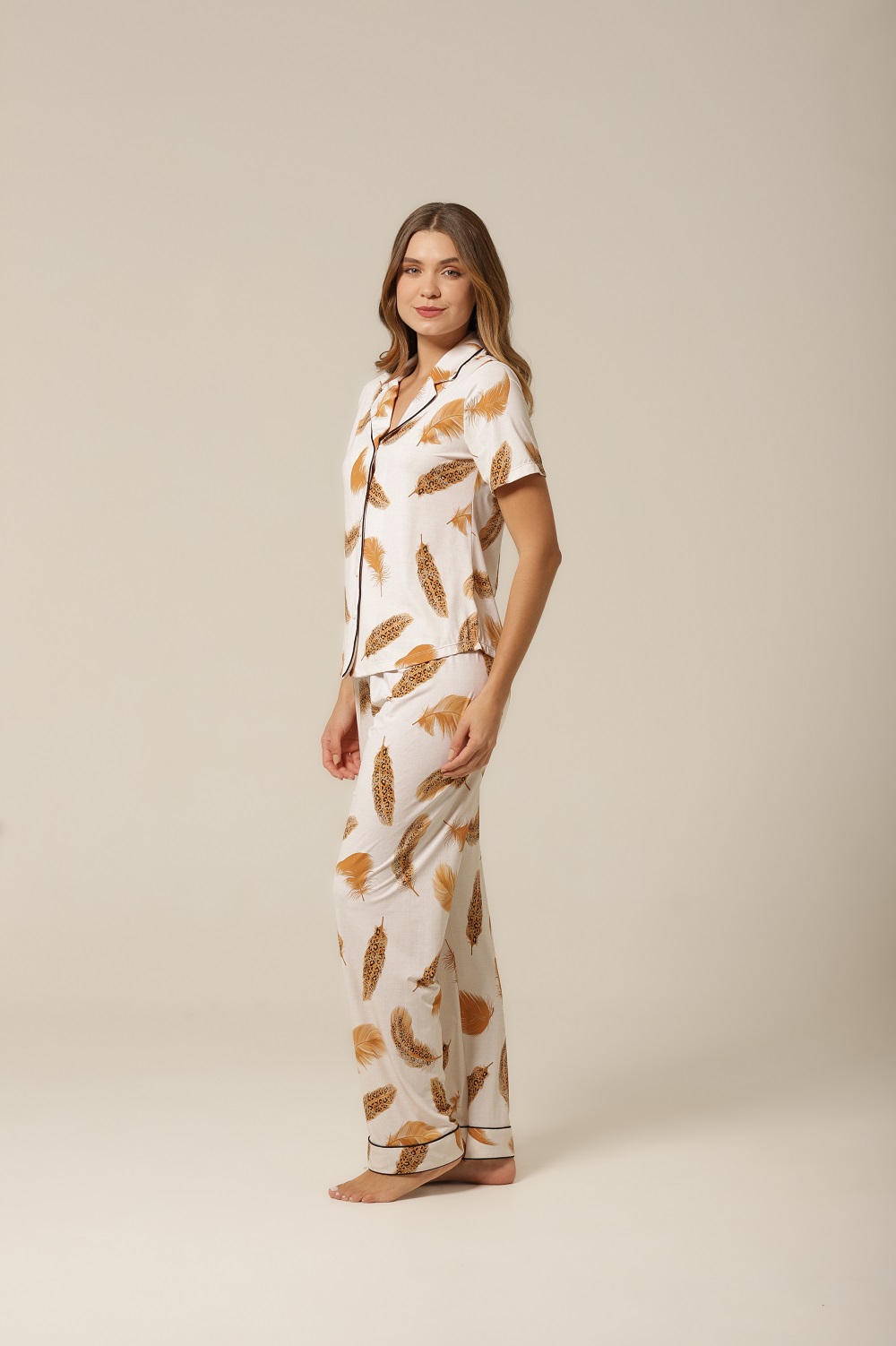 Conjunto Pijama Clássico M.Curta - Fluity Penas - Col. J'Adore - Imagem 6