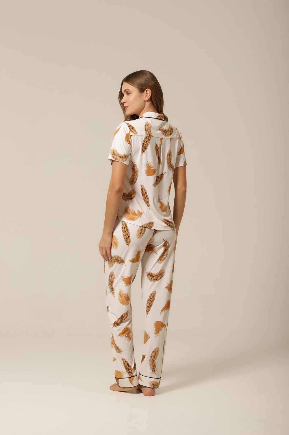 Conjunto Pijama Clássico M.Curta - Fluity Penas - Col. J'Adore - Imagem 3