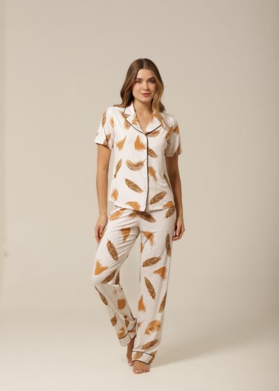 Conjunto Pijama Clássico M.Curta - Fluity Penas - Col. J'Adore