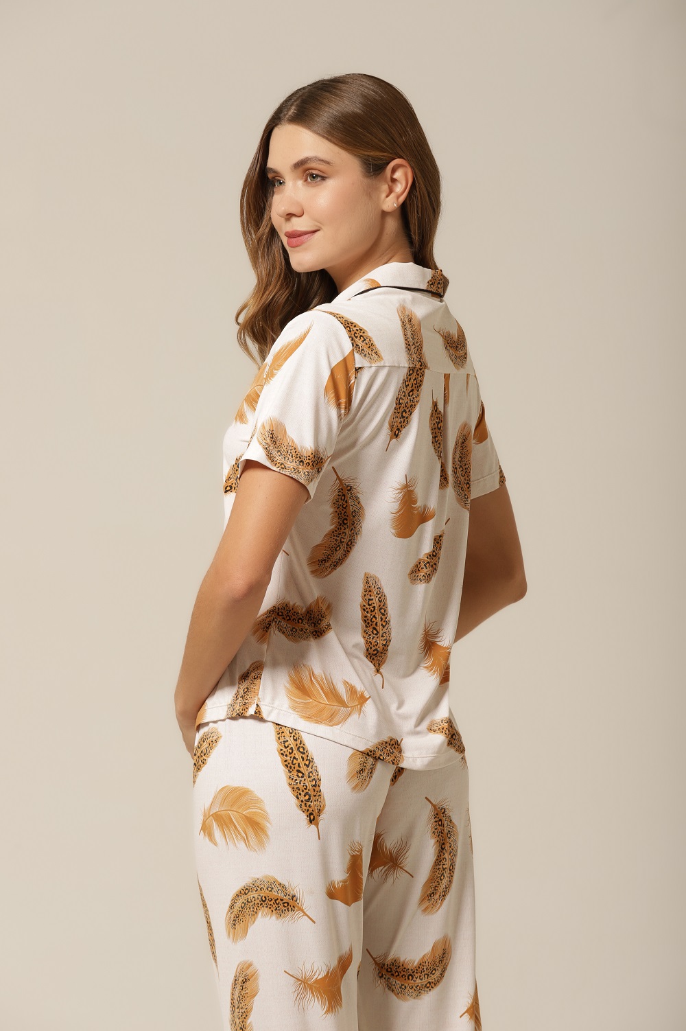 Conjunto Pijama Clássico M.Curta - Fluity Penas - Col. J'Adore - Imagem 5