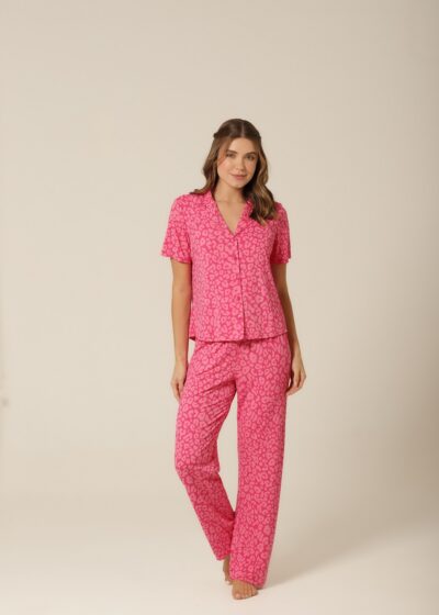 Alternative view of Conjunto Pijama Clássico M.Curta - Fluity Animal Print - Col.Candy