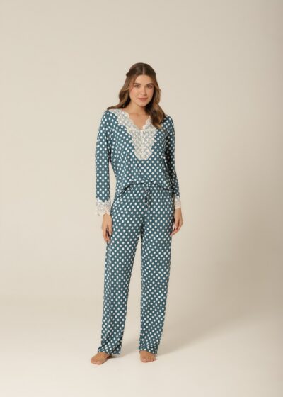 Conjunto Pijama M.Longa - Fluity Poá - Col.La Vie est Belle