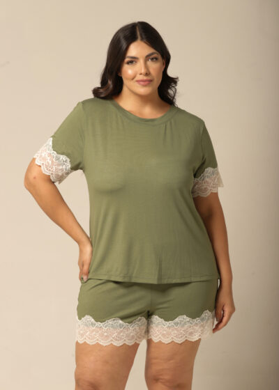 Conjunto Short com Manga Curta - Viscolycra Verde - Col. Acqua