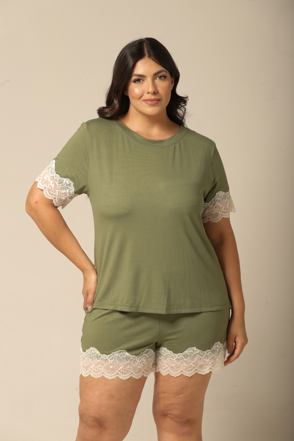 Conjunto Short com Manga Curta - Viscolycra Verde - Col. Acqua