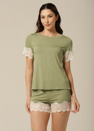 Alternative view of Conjunto Short com Manga Curta - Viscolycra Verde - Col. Acqua