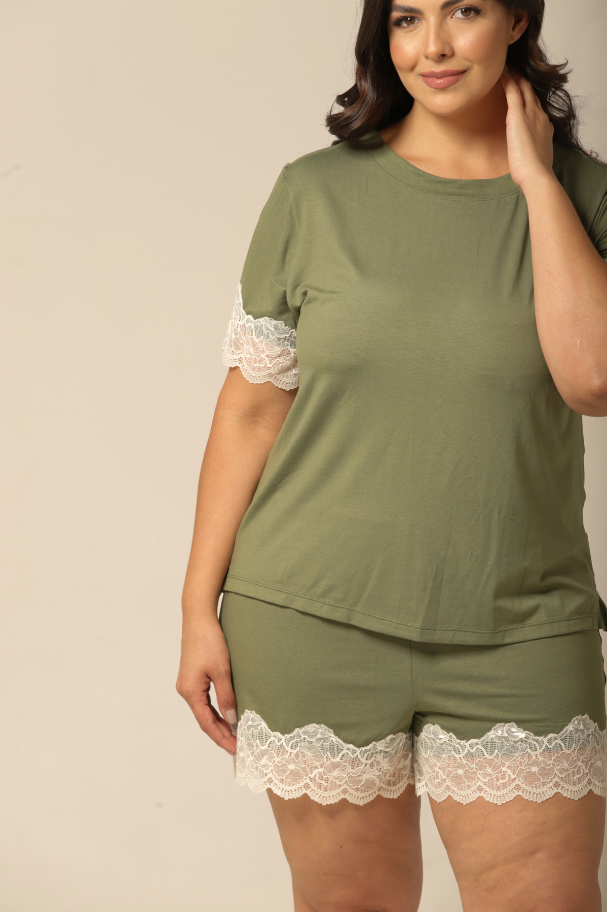 Conjunto Short com Manga Curta - Viscolycra Verde - Col. Acqua - Imagem 5