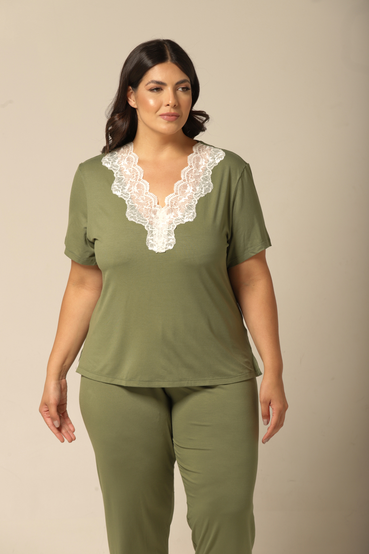 Conjunto Pijama Capri - Viscolycra Verde - Col.Acqua - Imagem 5