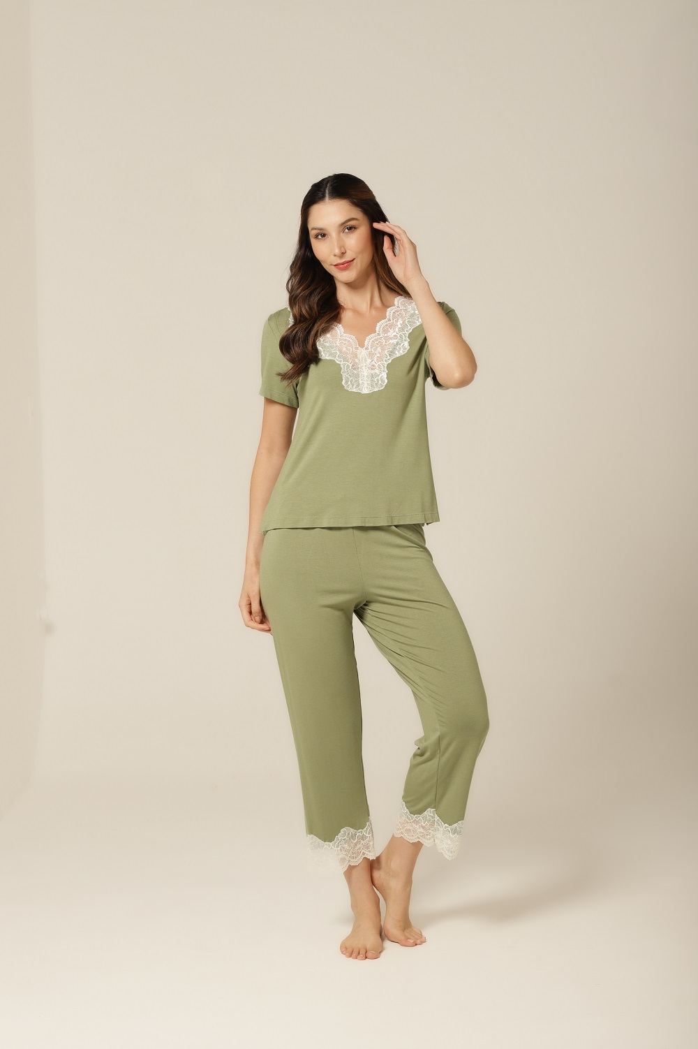Conjunto Pijama Capri - Viscolycra Verde - Col.Acqua - Imagem 10