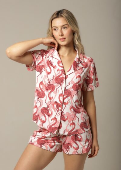 Alternative view of Conjunto Short Clássico - Fluity Flamingo - Col. Sol e Brisa