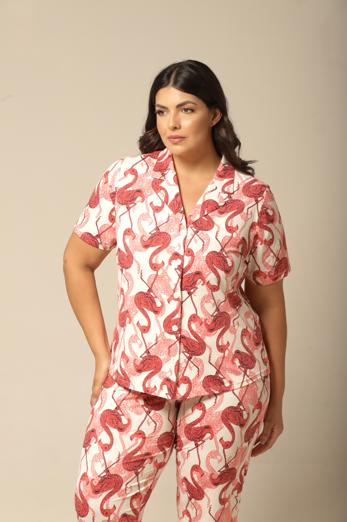 Pijama M. Curta - Fluity Flamingo - Col. Sol e Brisa - Imagem 7