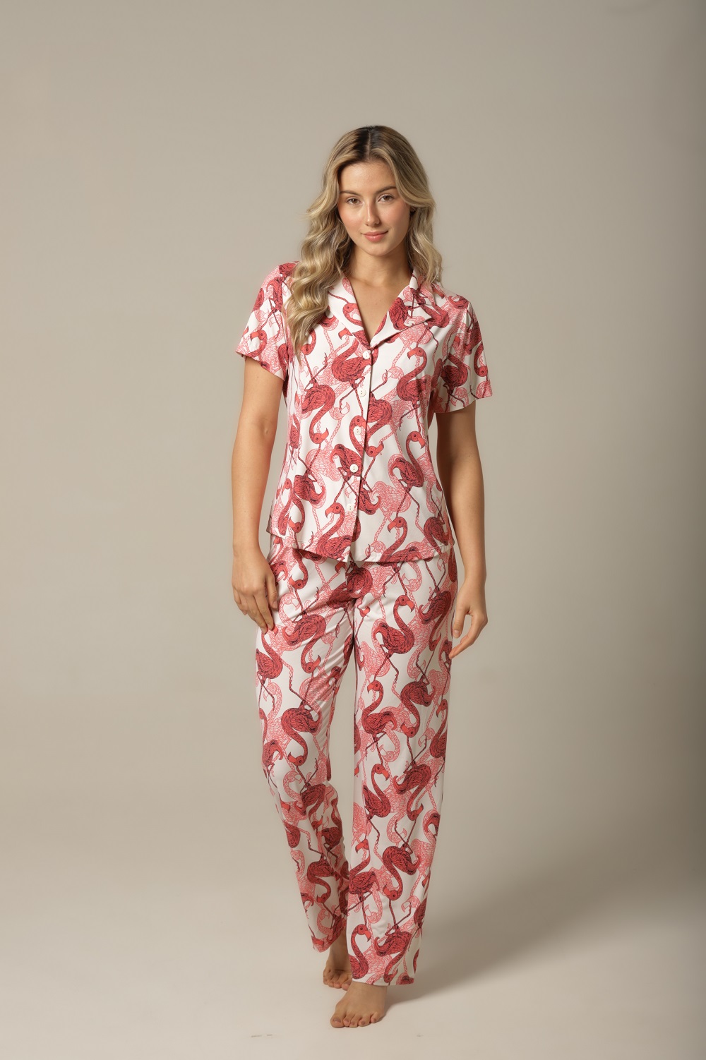 Pijama M. Curta - Fluity Flamingo - Col. Sol e Brisa - Imagem 2