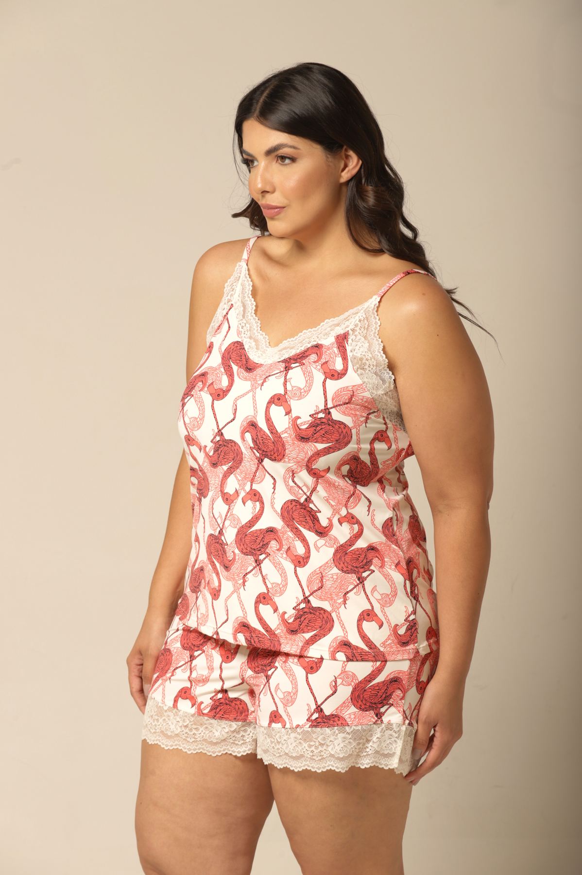 Conjunto Short Doll Alça - Fluity Flamingo - Col. Sol e Brisa - Imagem 3