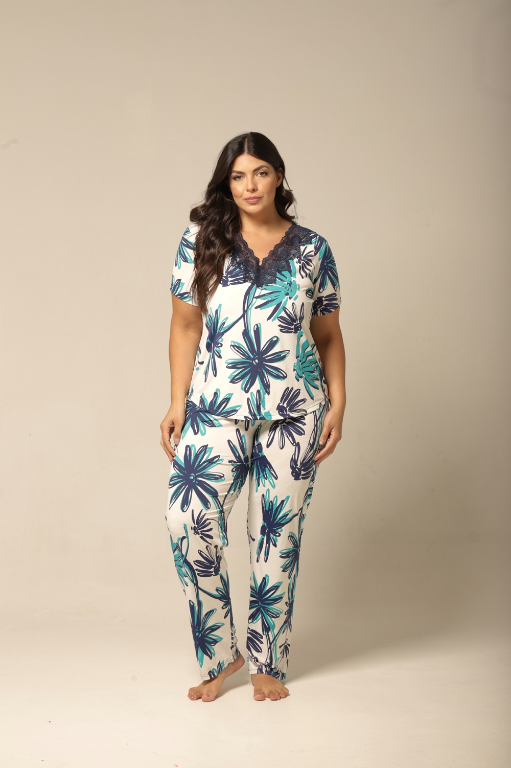 Conjunto Pijama M.Curta - Fluity Floral - Col. Encanto Tropical - Imagem 5