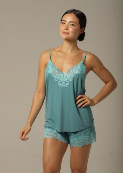 Alternative view of Conjunto Short Doll Alça - Visco Turquesa - Col. Céu Aberto