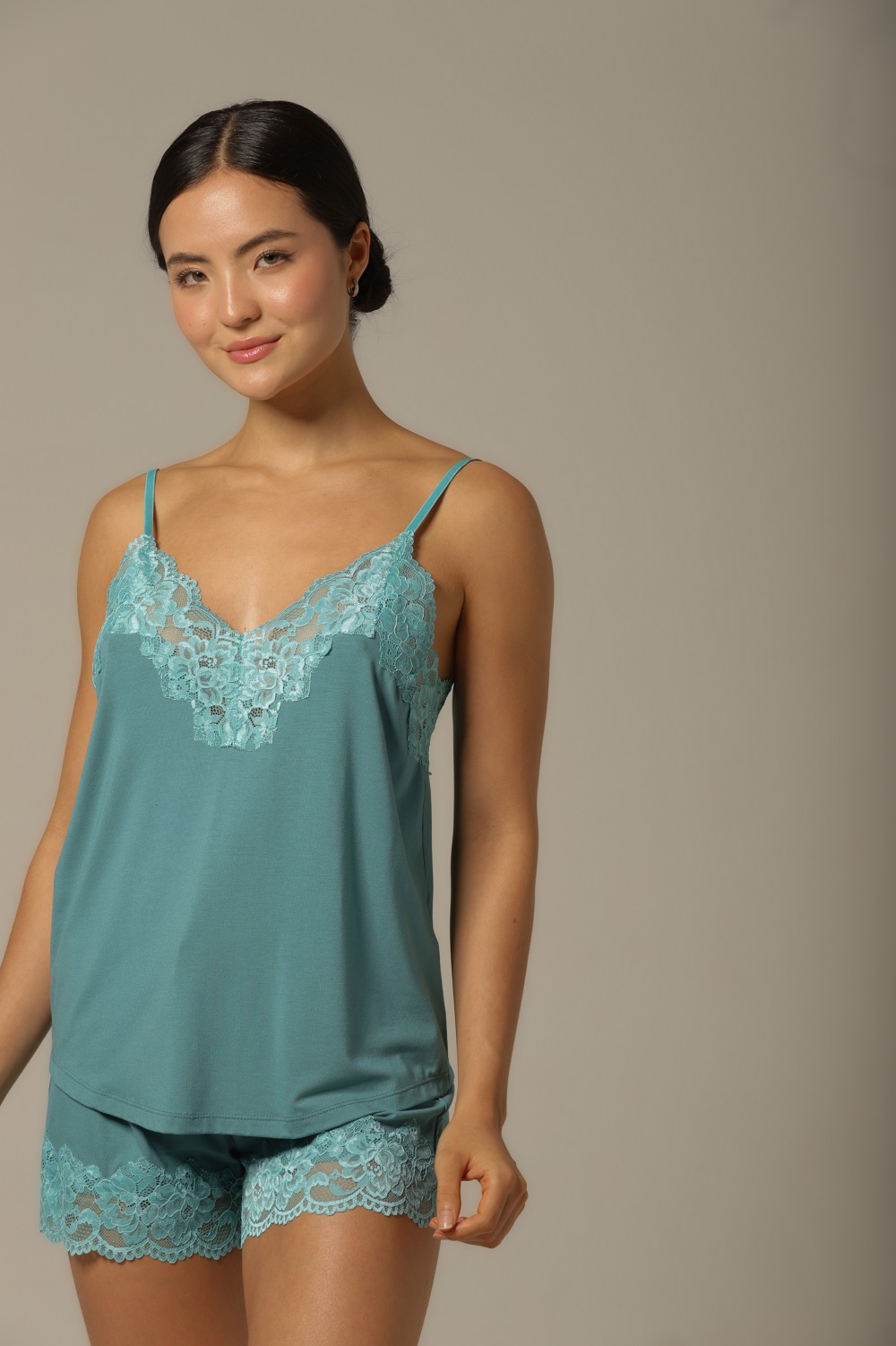 Conjunto Short Doll Alça - Visco Turquesa - Col. Céu Aberto - Imagem 3